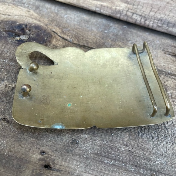 Vintage Handcast Brass Belt Buckle Boho Hippie Botanical & Lion Animal Figural - Picture 2 of 11